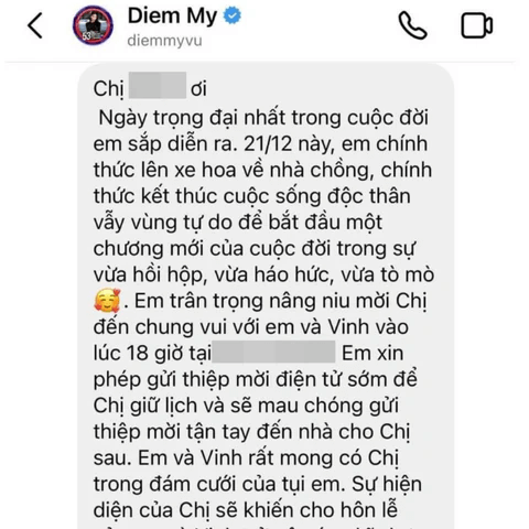 Lời mời đám cưới qua tin nhắn cho người thân