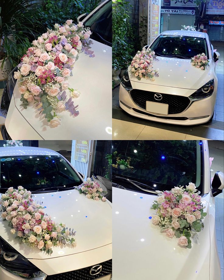 Trang trí xe cưới bằng hoa tươi