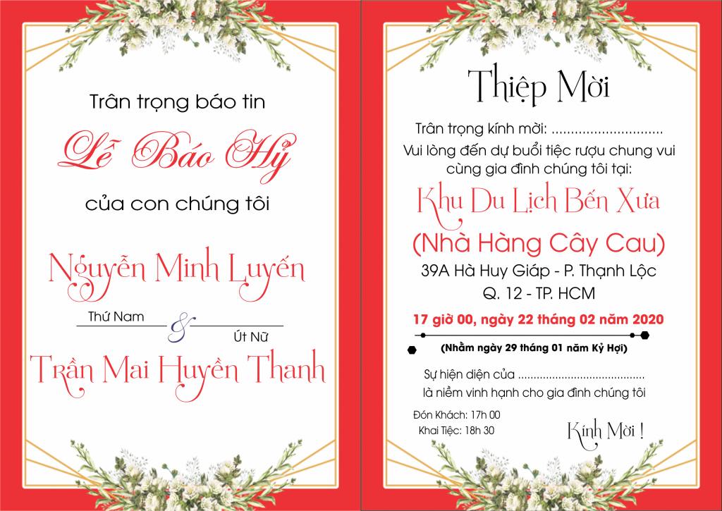 Thông tin buổi tiệc báo hỷ